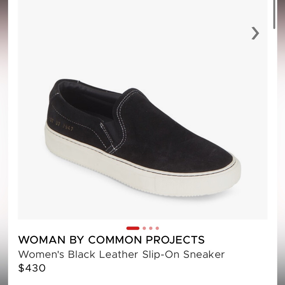 Woman by Common Project Black Leather Slip Ons